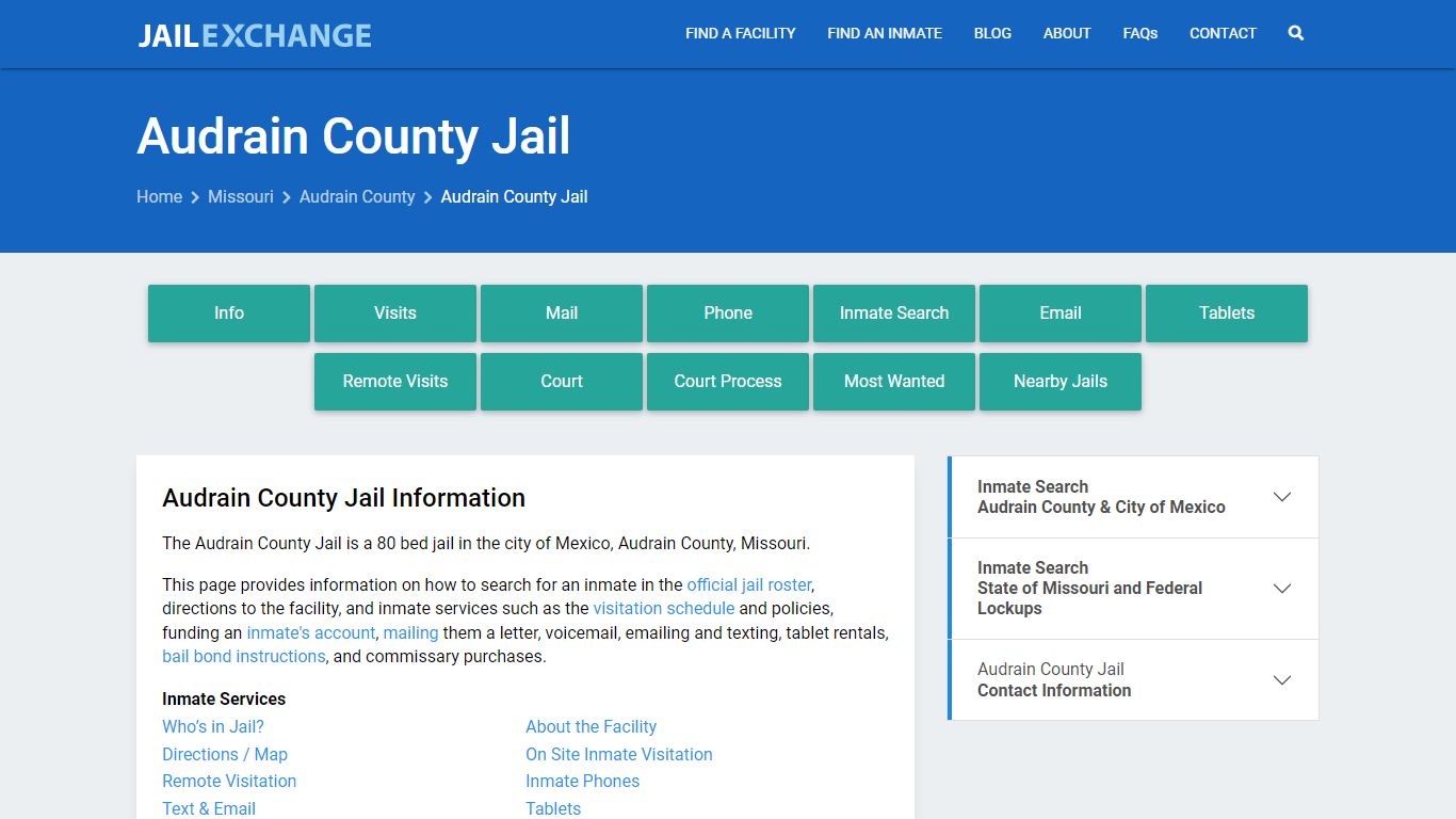 Audrain County Jail, MO Inmate Search, Information